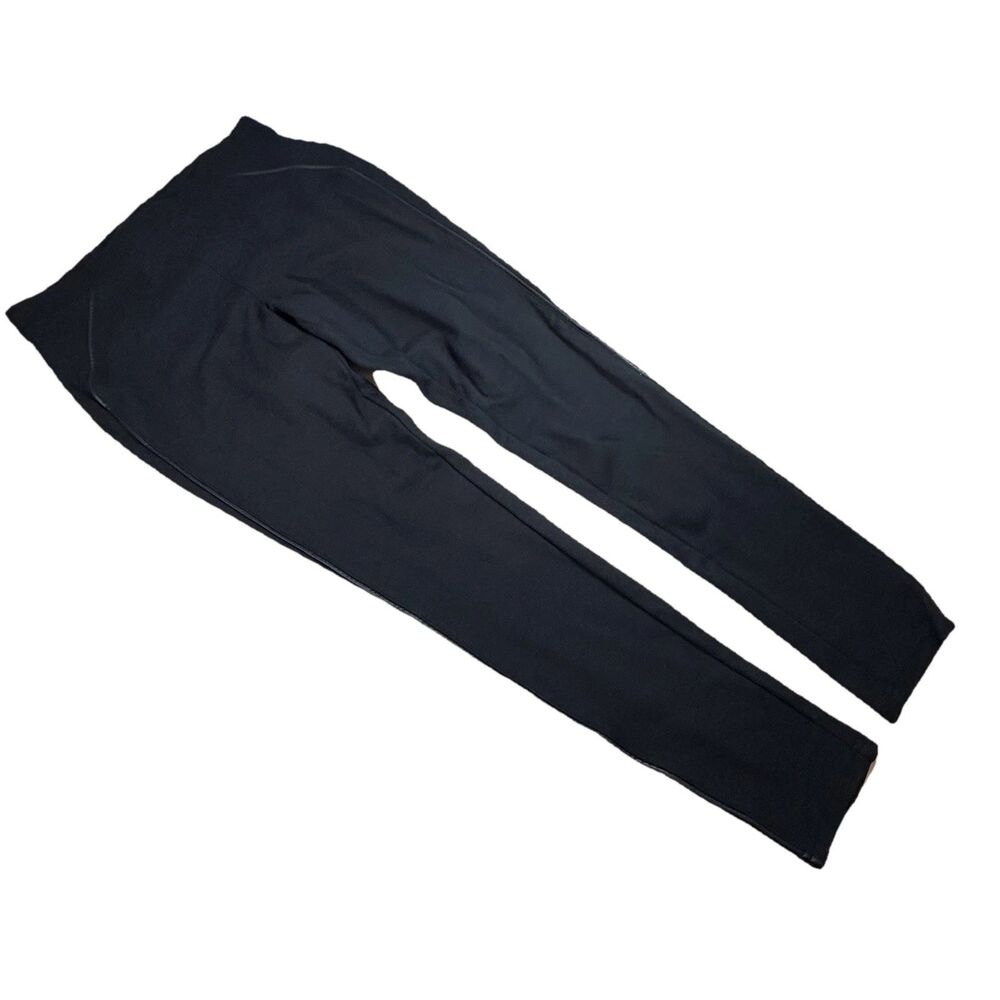 Hue Ponte Leatherette Trim Leggings Women S Black Workout Athleisure Casual Walk